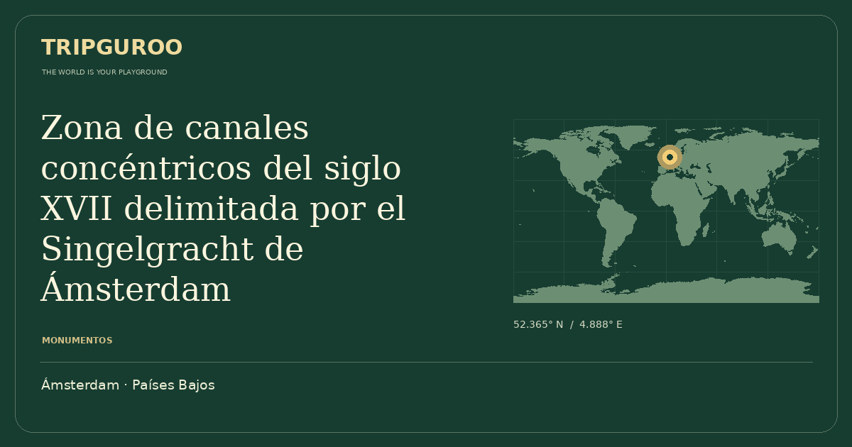 Zona de canales concéntricos del siglo XVII delimitada por el Singelgracht de Ámsterdam · Ubicación de referencia