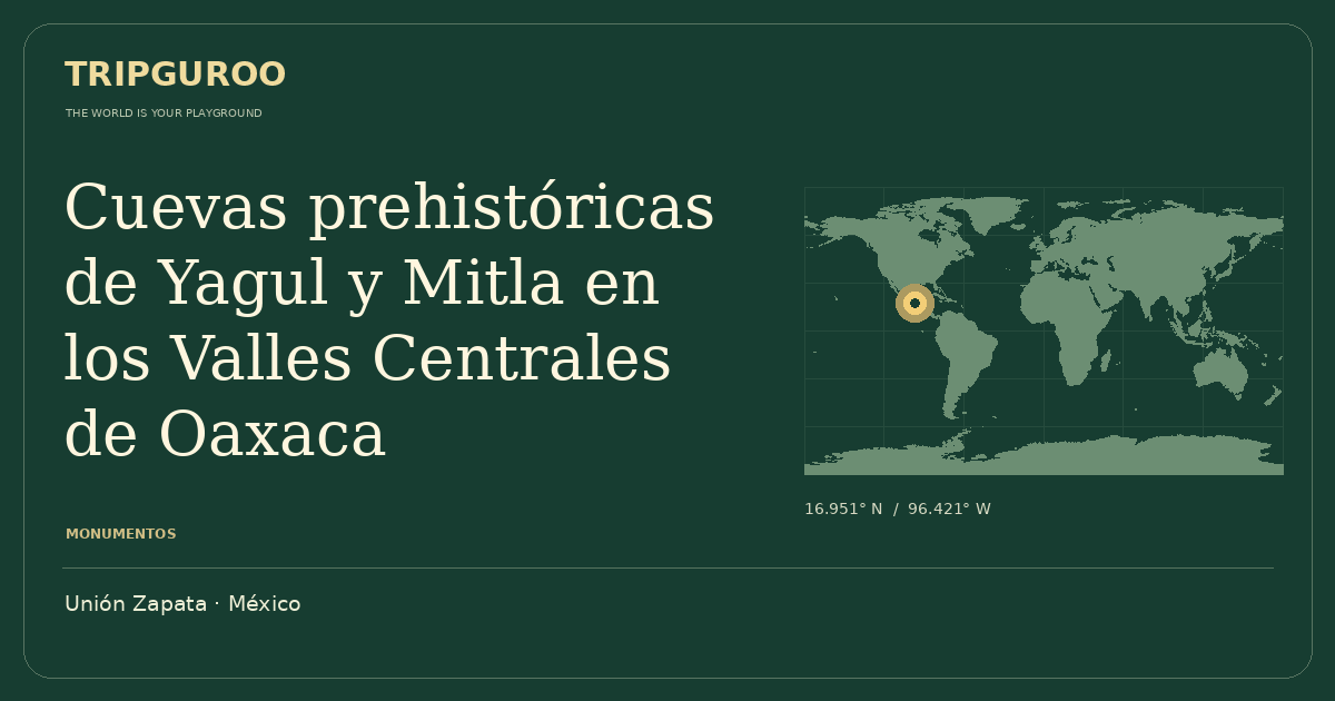 Cuevas prehistóricas de Yagul y Mitla en los Valles Centrales de Oaxaca · Ubicación de referencia